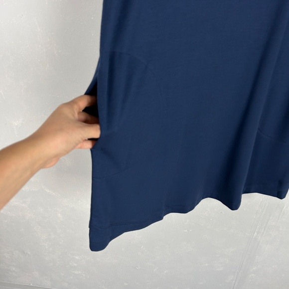 J. Jill size L Purejill cowl neck swing dress navy luxe tencel short long sleeve - Picture 5 of 13